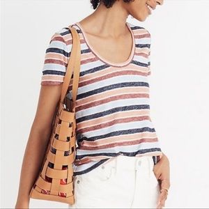 MADEWELL Alto Scoop Tee in Colborne Stripe Textured Shirt Size S